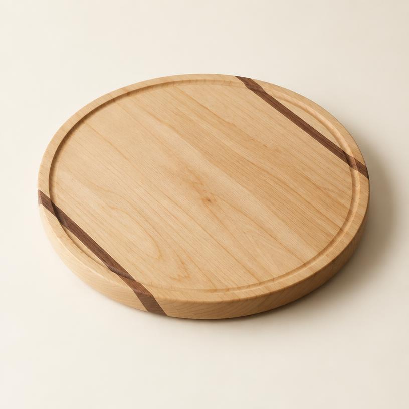Tabla gourmet circular de madera clara