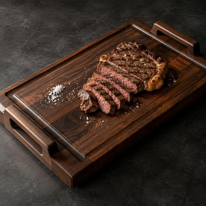 Tabla parrillera rectangular de madera oscura